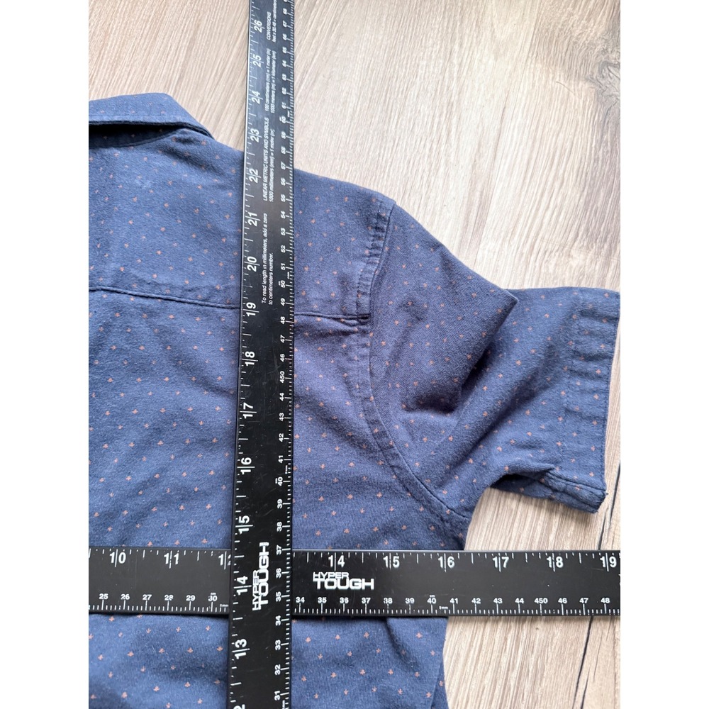 Craft & Flow Boys Navy Blue Orange Micro Dot Short Sleeve Button Down - Picture 4 of 5